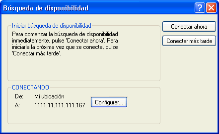 Recuadro de diálogo Búsqueda de disponibilidad en modo Remoto