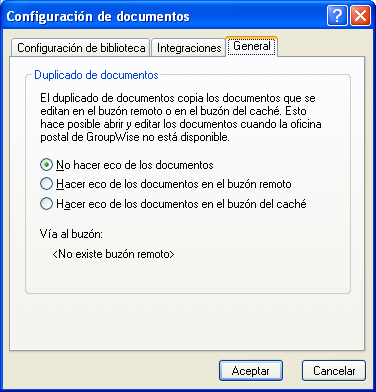 Recuadro de diálogo Configuración de documentos con la pestaña General abierta