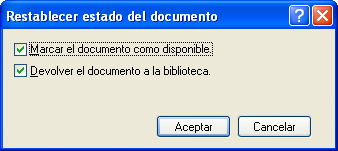 Recuadro de diálogo Restablecer estado del documento