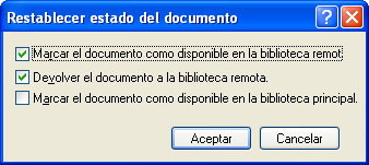 Recuadro de diálogo Restablecer estado del documento