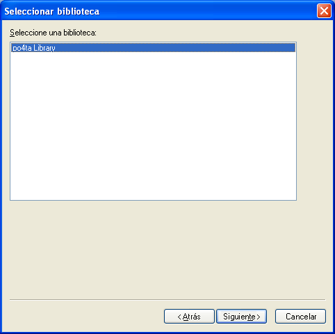 Recuadro de diálogo Seleccionar biblioteca