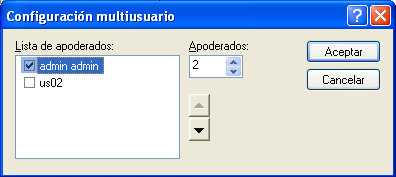 Recuadro de diálogo Configuración multiusuario