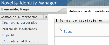 Haga clic en Buscar en la página de informe de asociaciones para buscar las asociaciones de otro usuario