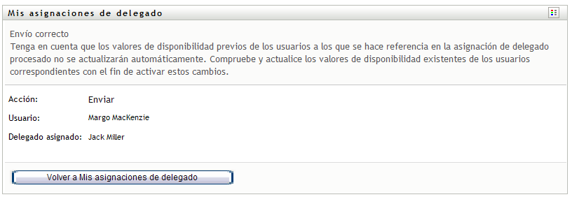 Mensaje de envío de Mis asignaciones de delegado 