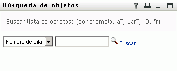 La página Búsqueda de objetos solicita criterios de búsqueda
