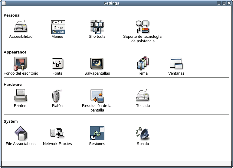 Comparacin del Panel de control de Windows con Preferencias personales de Novell Linux Desktop