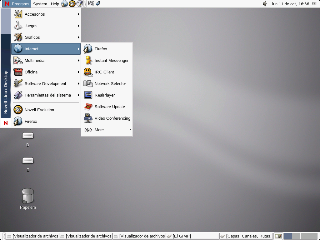 Men Programas de Novell Linux Desktop