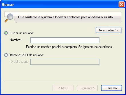 Recuadro de dilogo Buscar contactos