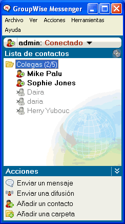 Ventana principal de GroupWise Messenger