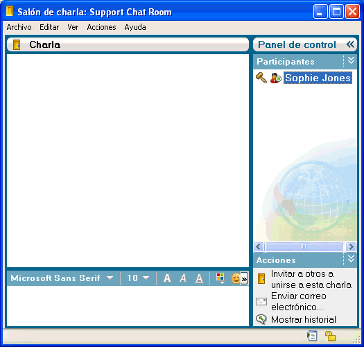 Ventana principal de saln de charla