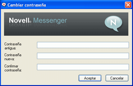 Recuadro de diálogo Cambiar contraseña