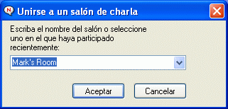 Recuadro de diálogo Unirse a un salón de charla