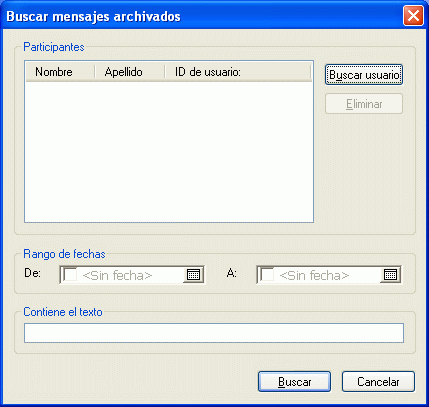 Recuadro de diálogo Buscar mensajes archivados