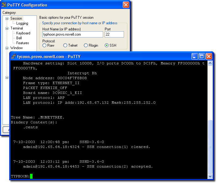 PuTTy, una utilidad de OpenSSH.