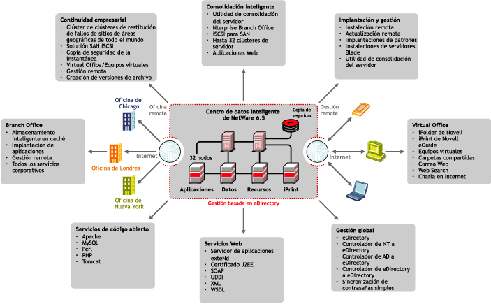 Descripcin grfica de NetWare 6.5, una solucin global