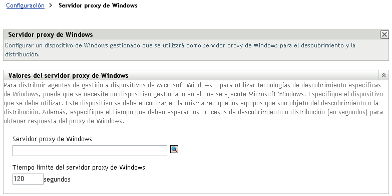 Valores del servidor proxy de Windows