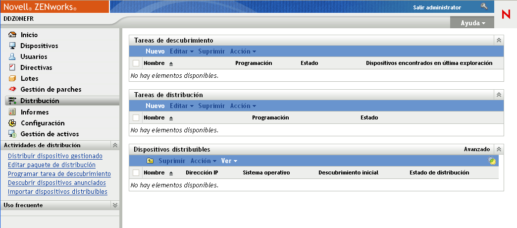 Página de distribución