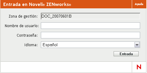 Recuadro de diálogo de entrada a ZENworks