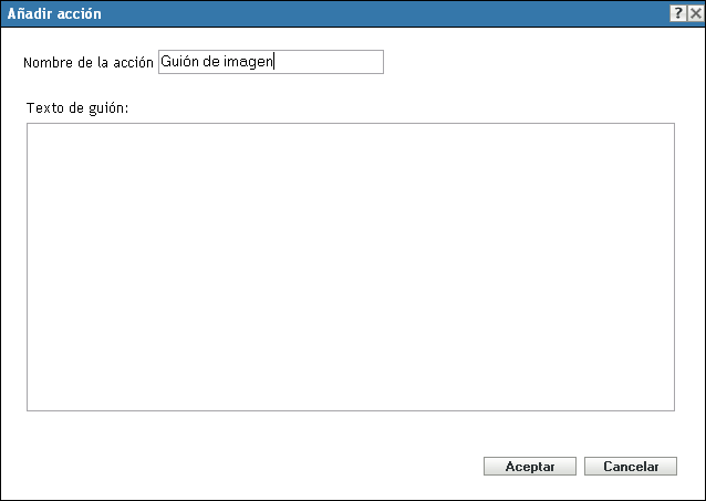 Añadir/Editar acción: Guión de imagen