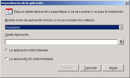 Recuadro de dilogo Dependencias de la aplicacin