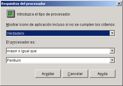 Recuadro de dilogo Requisitos del procesador