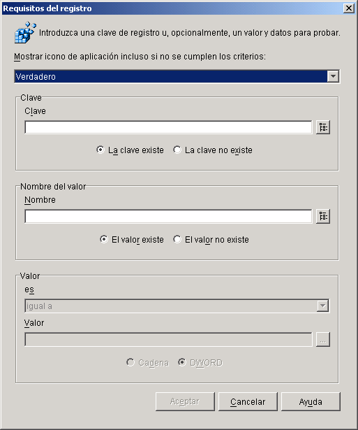 Recuadro de dilogo Requisitos del registro