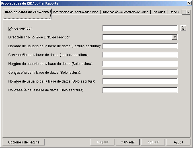 pgina Base de datos de ZENworks