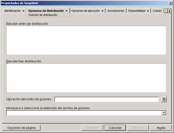 objeto Aplicacin > pestaa Opciones de Distribucin > pgina Guiones de distribucin