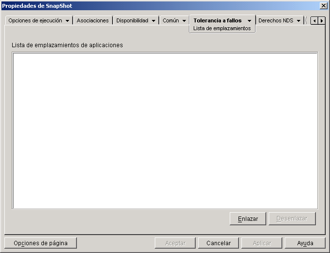 objeto Aplicacin > pestaa Tolerancia a fallos > pgina Lista de emplazamientos