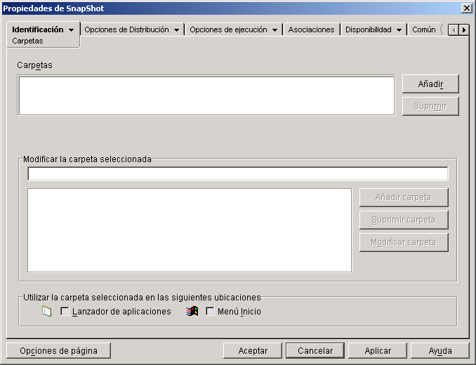 objeto Aplicacin > pestaa Identificacin > pgina Carpetas