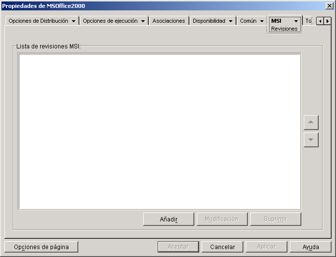 objeto Aplicacin > pestaa MSI > pgina Revisiones