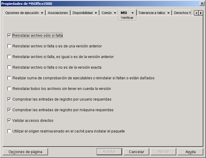 objeto Aplicacin > pestaa MSI > pgina Verificar