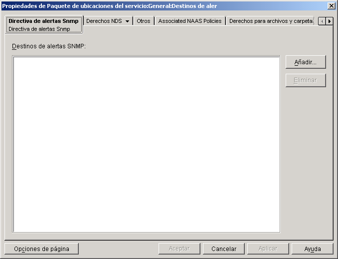 pgina Directiva de alertas SNMP