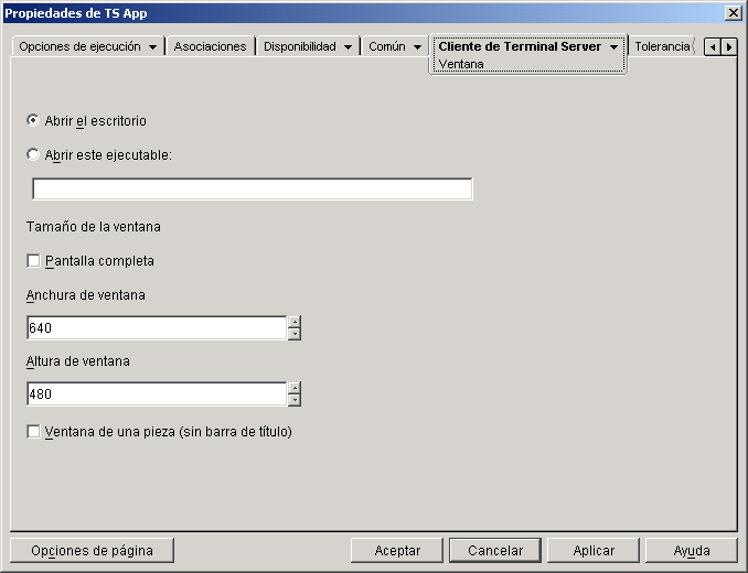 objeto Aplicacin > pestaa Cliente de servidor Terminal > pgina Ventana