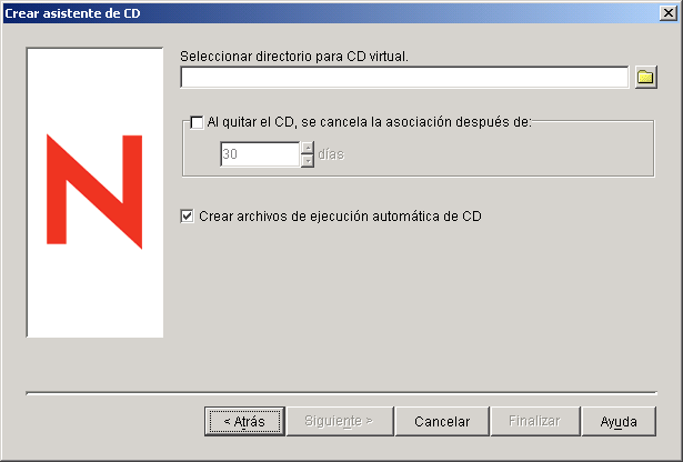 Crear asistente de CD: pgina Seleccionar directorio