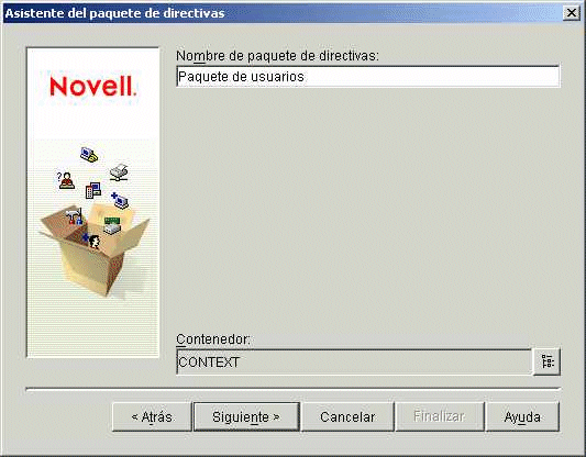 Pgina Nombre de paquete de directivas en el Asistente del paquete de directivas