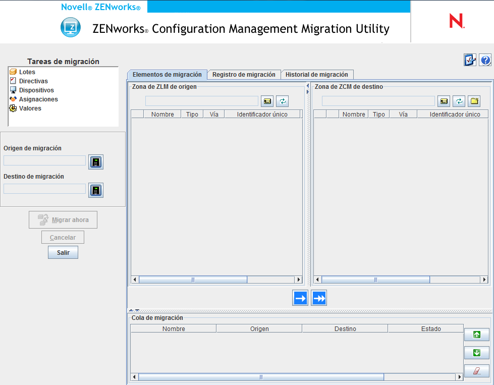 Consola de migración