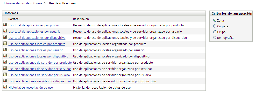 Uso de aplicación