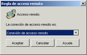 Recuadro de diálogo Regla de acceso remoto