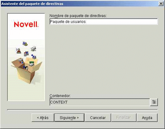 Página Nombre de paquete de directivas del Asistente del paquete de directivas