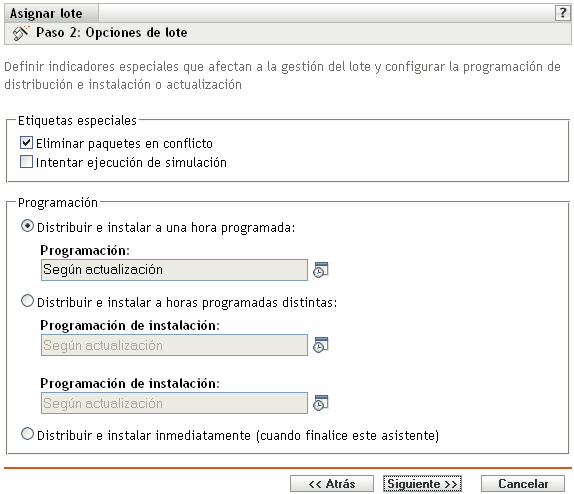 Página Etiquetas especiales