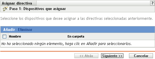 Página Asignaciones de directivas