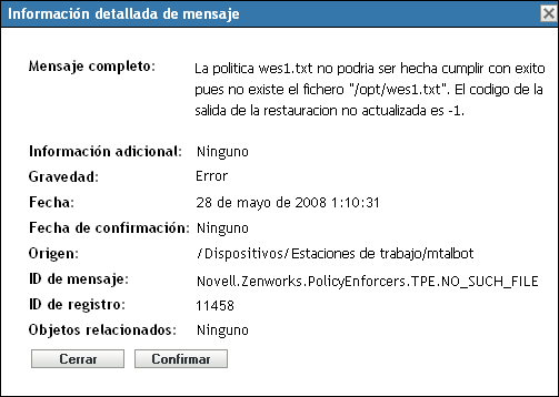 Información detallada acerca del evento