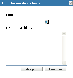 Recuadro de diálogo Importación de archivos