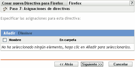 Página Asignaciones de directivas