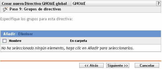 Página Grupos de directivas