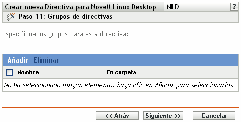 Página Grupos de directivas