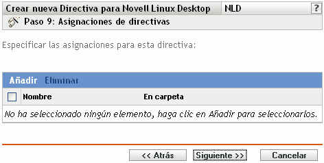 Página Asignaciones de directivas