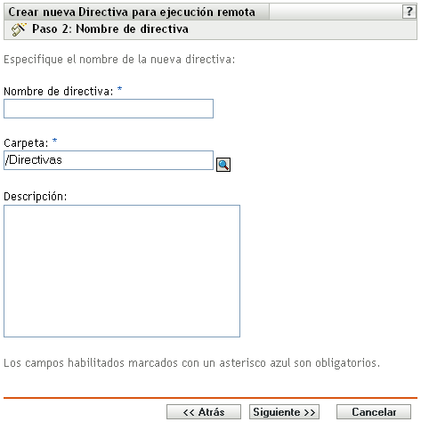 Página Nombre de directiva