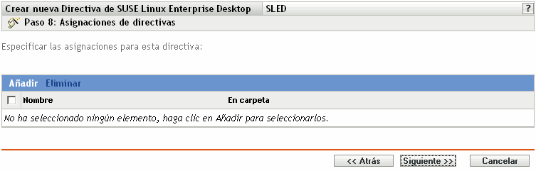 Página Asignaciones de directivas